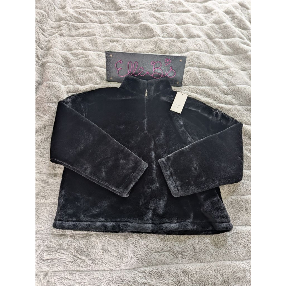 NWT A New Day Black 1/4 Zip Soft Faux Fur Sweatshirt S, L